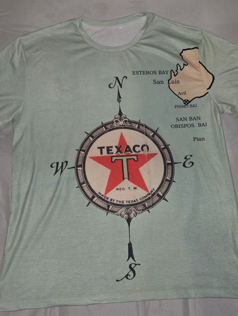 Texaco Compass Graphic Tee - Light Mint Green Sz 3XL